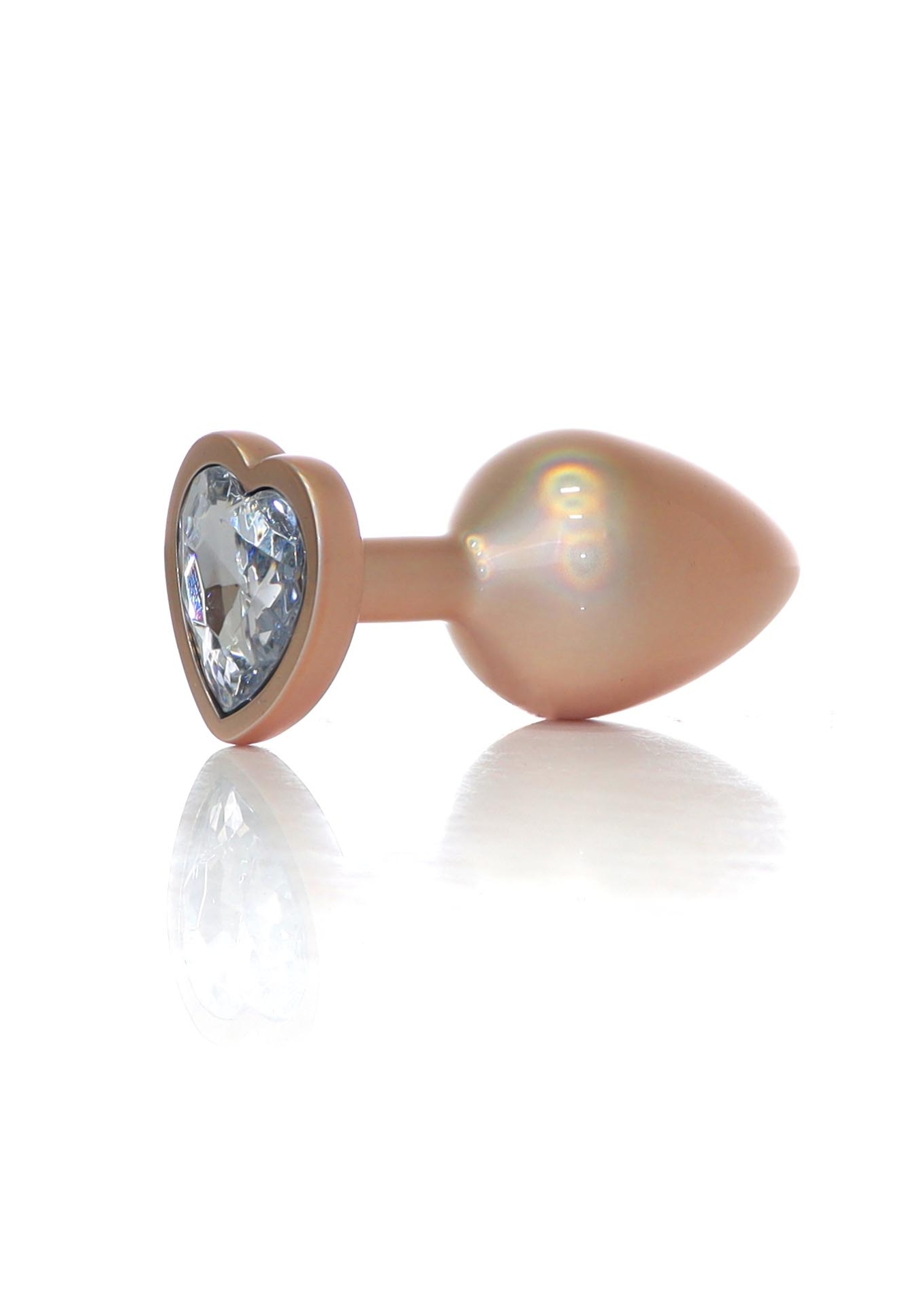 Boss Series Pearl Gold Heart Plug - Korek analny z diamentem, rozmiar M ⚫ DARMOWA DOSTAWA od 299zł ⚫ DYSKRETNA PRZESYŁKA 24H Z POLSKI ⚫