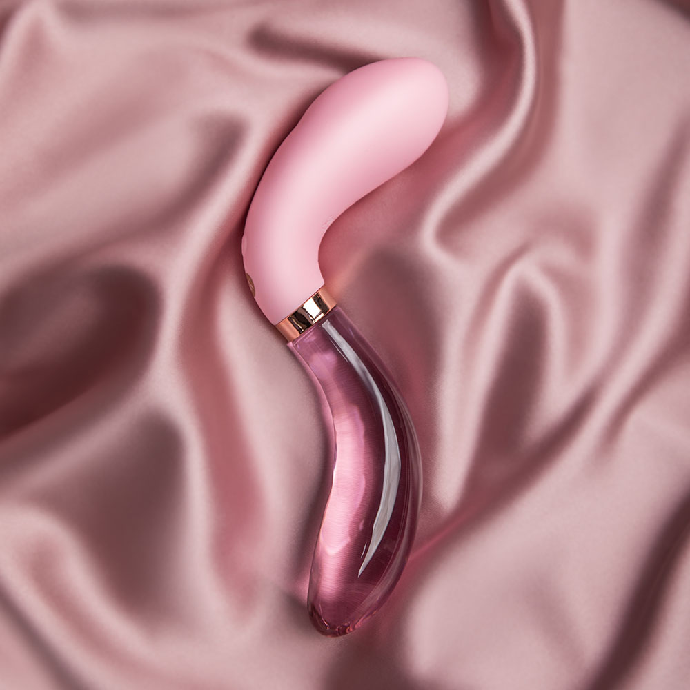 Secret Kisses Glass S-Wand - Wibrator podwójny Punktu G, ze szklaną końcówką ⚫ DARMOWA DOSTAWA od 299zł ⚫ DYSKRETNA PRZESYŁKA 24H Z POLSKI ⚫