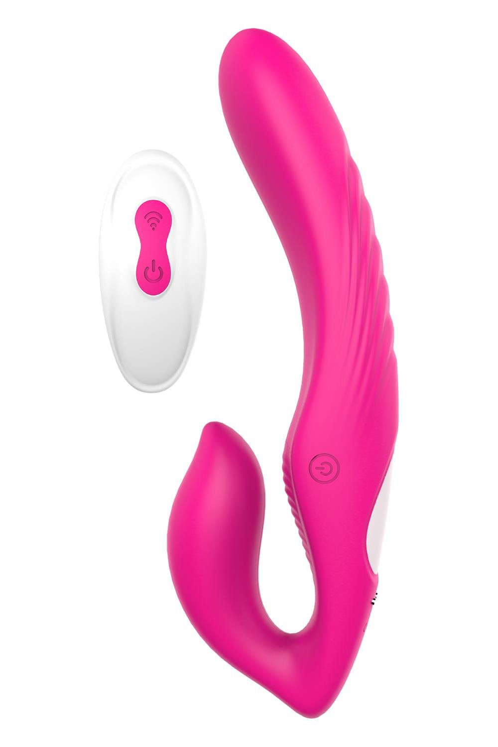 Dream toys Remote Double Dipper - Wibrujący strap on sterowany pilotem ⚫ DARMOWA DOSTAWA od 299zł ⚫ DYSKRETNA PRZESYŁKA 24H Z POLSKI ⚫