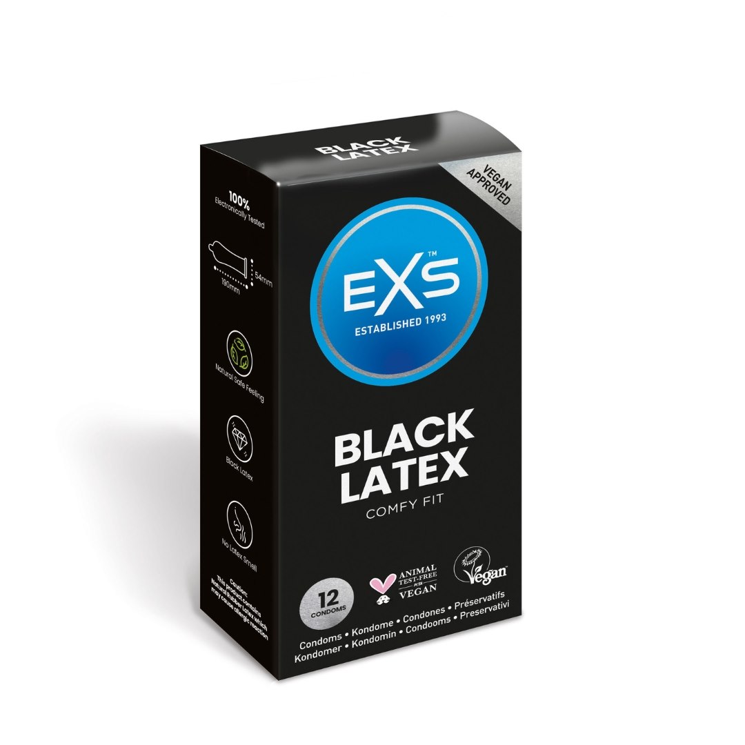 EXS Black Latex - Prezerwatywy, 12 szt ⚫ DARMOWA DOSTAWA od 299zł ⚫ DYSKRETNA PRZESYŁKA 24H Z POLSKI ⚫