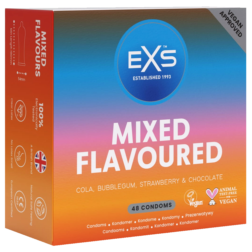 EXS Mix Flavoured - prezerwatywy, 48 szt ⚫ DARMOWA DOSTAWA od 250zł ⚫ DYSKRETNA PRZESYŁKA 24H Z POLSKI ⚫