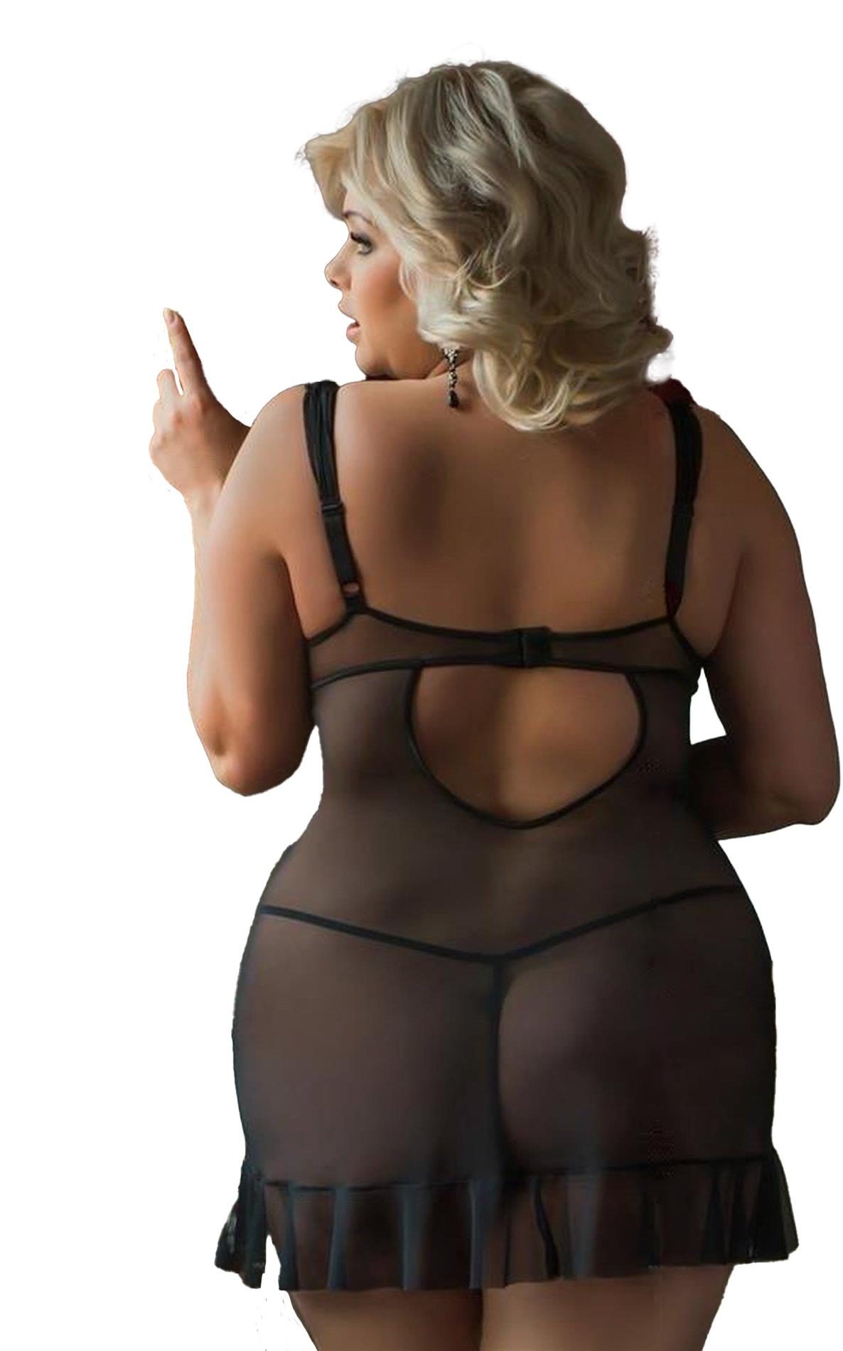 Softline Bianca - Koszulka koronkowa plus size, czarna Wariant/Rozmiar: 4XL ⚫ DARMOWA DOSTAWA od 299zł ⚫ DYSKRETNA PRZESYŁKA 24H Z POLSKI ⚫