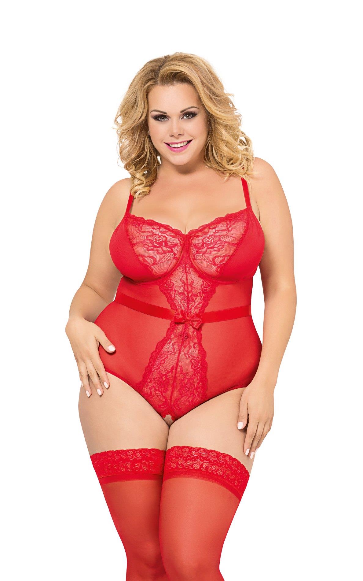 Softline Amelia - Body, Czerwone Wariant/Rozmiar: 5XL ⚫ DARMOWA DOSTAWA od 299zł ⚫ DYSKRETNA PRZESYŁKA 24H Z POLSKI ⚫