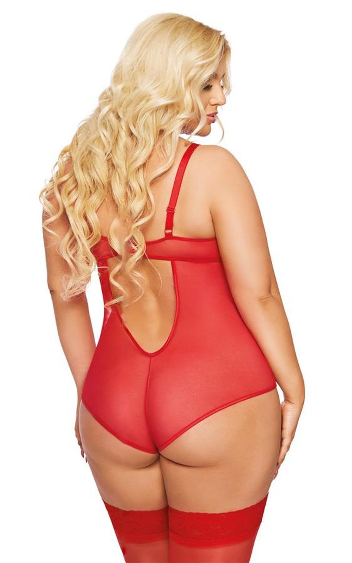 Softline Amanda - Body koronkowe, Czerwone Wariant/Rozmiar: XL ⚫ DARMOWA DOSTAWA od 299zł ⚫ DYSKRETNA PRZESYŁKA 24H Z POLSKI ⚫