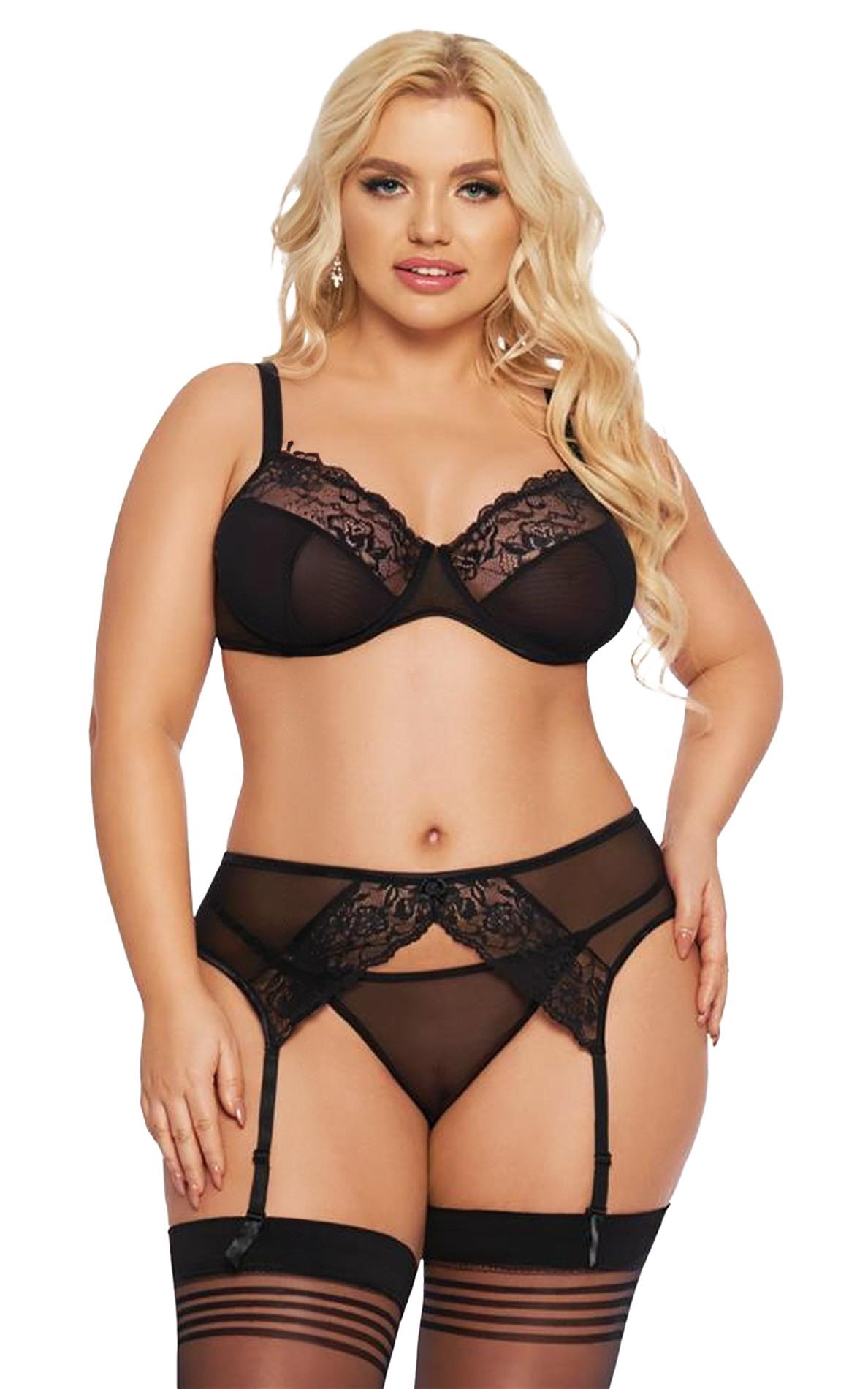 Softline Marela - Komplet bielizny, czarny Wariant/Rozmiar: 3XL ⚫ DARMOWA DOSTAWA od 299zł ⚫ DYSKRETNA PRZESYŁKA 24H Z POLSKI ⚫