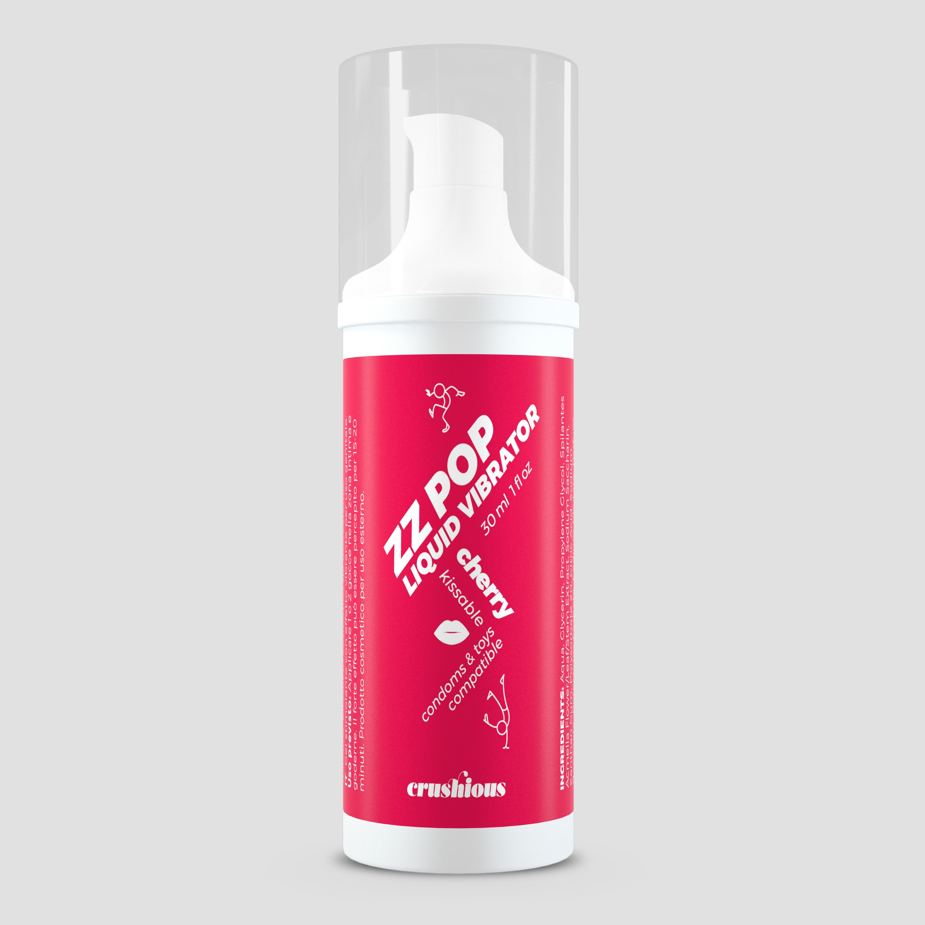 Crushious ZZ Pop Liquid Vibrator - stymulujący lubrykant smakowy, wiśnia ⚫ DARMOWA DOSTAWA od 299zł ⚫ DYSKRETNA PRZESYŁKA 24H Z POLSKI ⚫