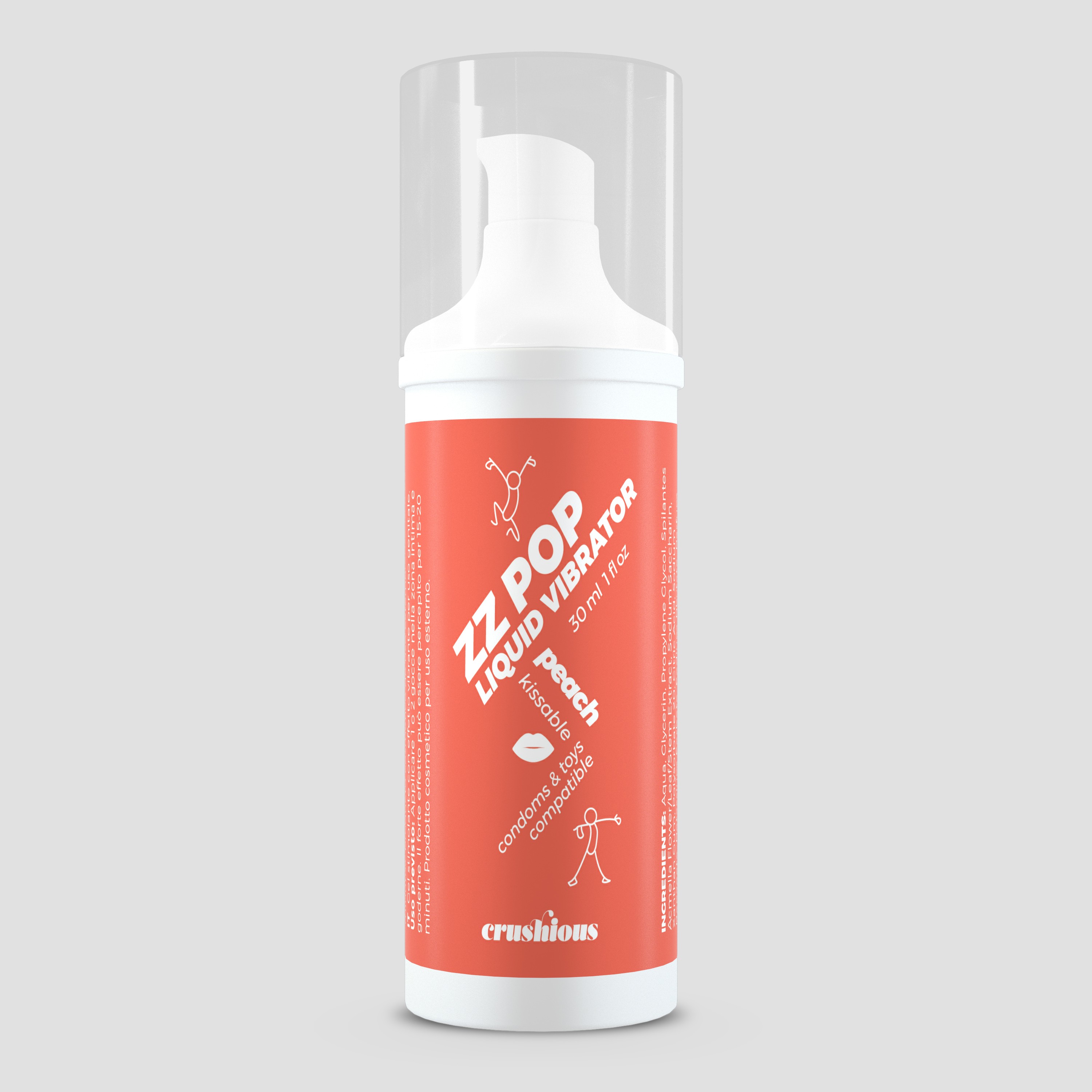 Crushious ZZ Pop Liquid Vibrator - stymulujący lubrykant smakowy, brzoskwinia ⚫ DARMOWA DOSTAWA od 299zł ⚫ DYSKRETNA PRZESYŁKA 24H Z POLSKI ⚫