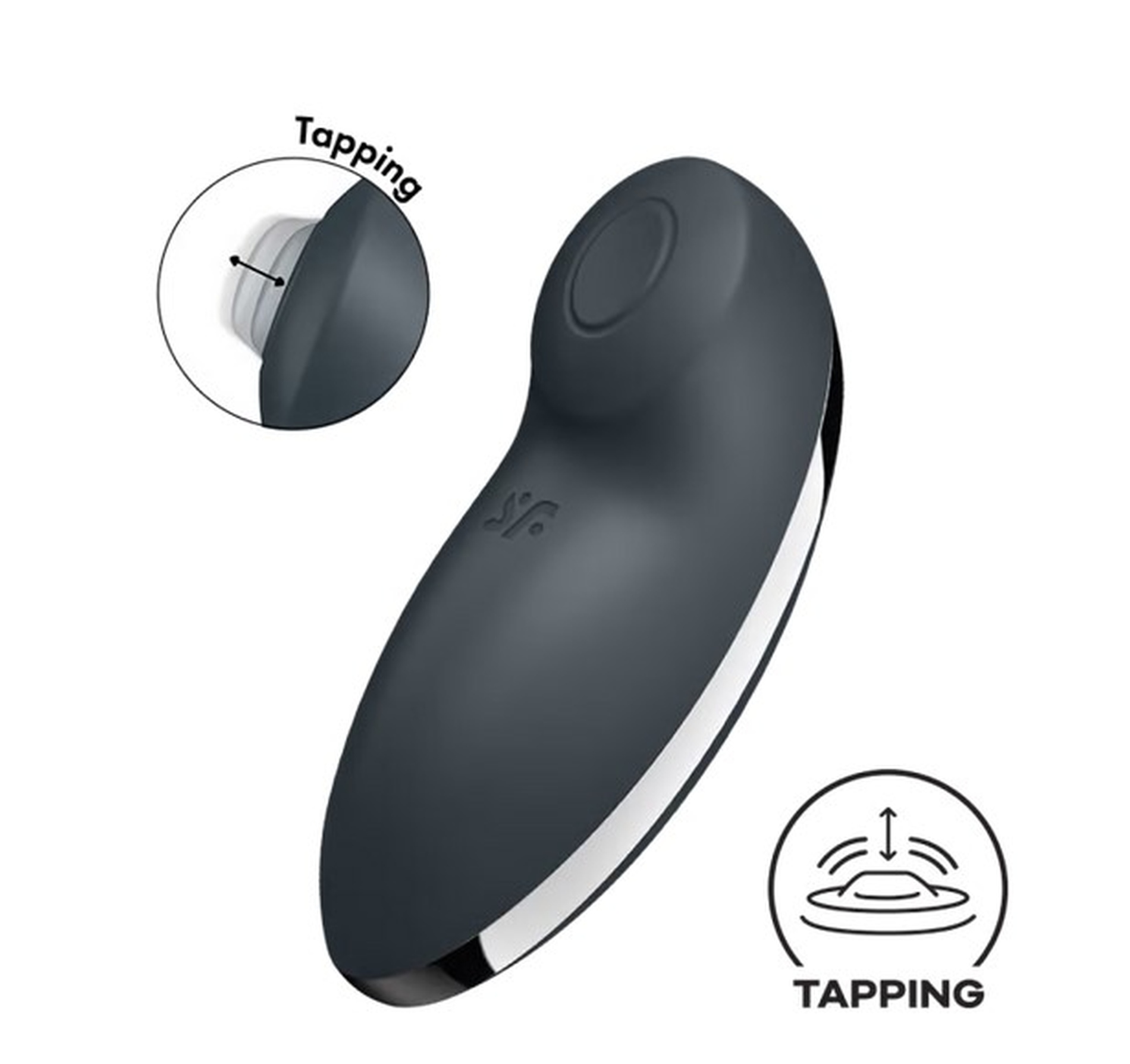 Satisfyer Tap & Climax 2 grey - Wibrator łechtaczkowy, ciemnoszary ⚫ DARMOWA DOSTAWA od 299zł ⚫ DYSKRETNA PRZESYŁKA 24H Z POLSKI ⚫