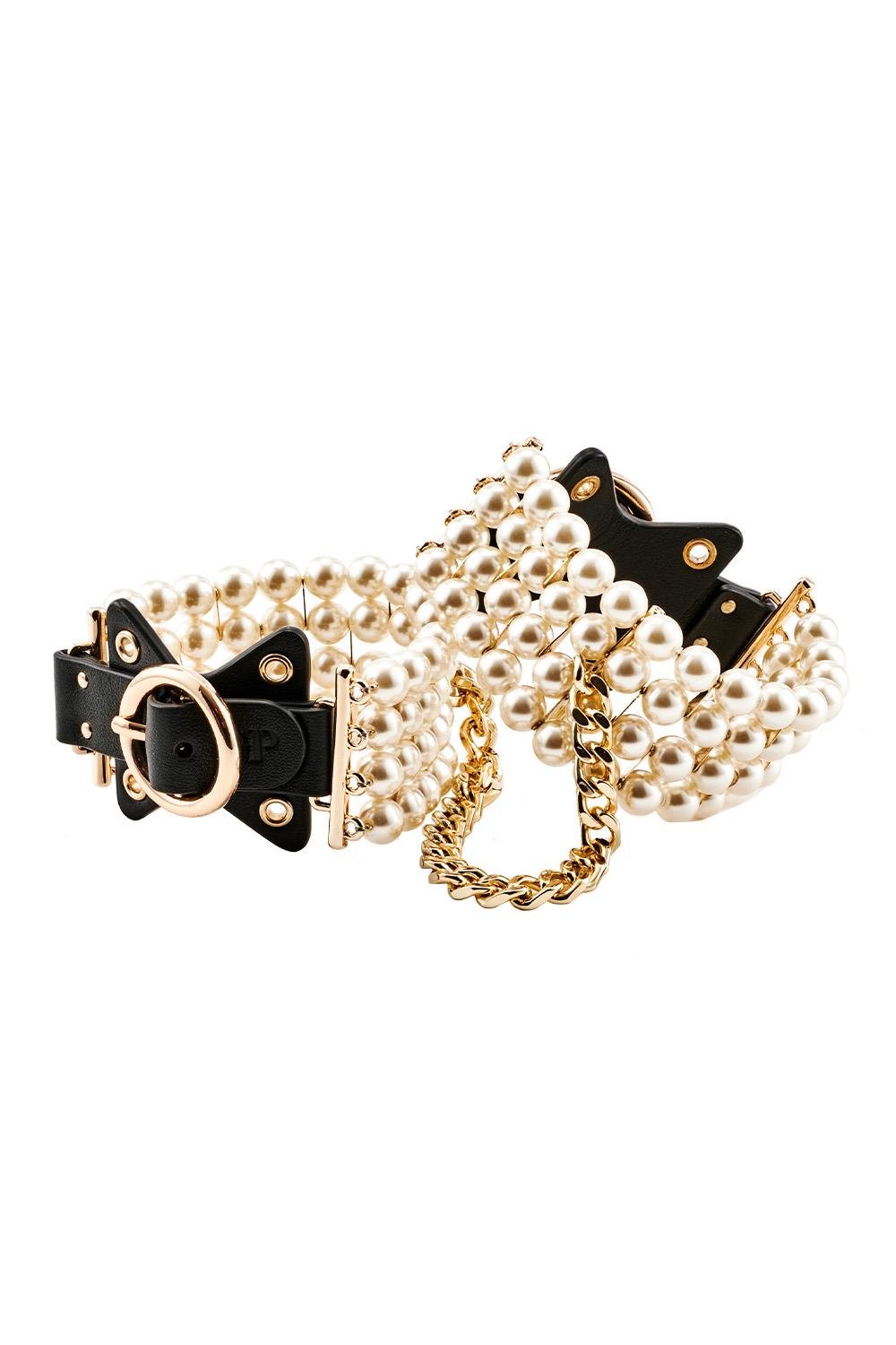 Guilty Pleasure Allure Soirée Pearl - Kajdanki na ręce z kokardką i perełkami ⚫ DARMOWA DOSTAWA od 299zł ⚫ DYSKRETNA PRZESYŁKA 24H Z POLSKI ⚫