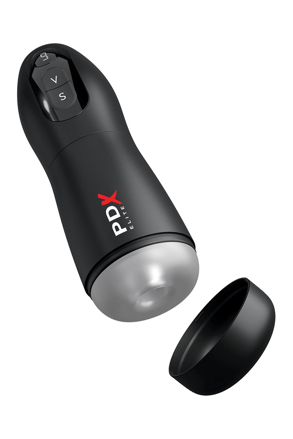 Pipedream PDX Elite Suck-O-Matic Clear - Masturbator wibrujący z funkcją ssania ⚫ DARMOWA DOSTAWA od 299zł ⚫ DYSKRETNA PRZESYŁKA 24H Z POLSKI ⚫