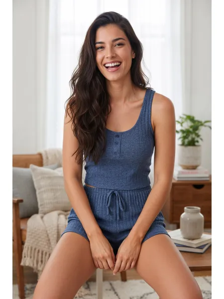 Passion Elysiane - Piżama dwucześciowa, niebieska Wariant/Rozmiar: M ⚫ DARMOWA DOSTAWA od 299zł ⚫ DYSKRETNA PRZESYŁKA 24H Z POLSKI ⚫