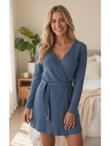 Passion Moonelle - Trzyczęściowa piżama z szlafrokiem, Niebieska Wariant/Rozmiar: XL ⚫ DARMOWA DOSTAWA od 299zł ⚫ DYSKRETNA PRZESYŁKA 24H Z POLSKI ⚫