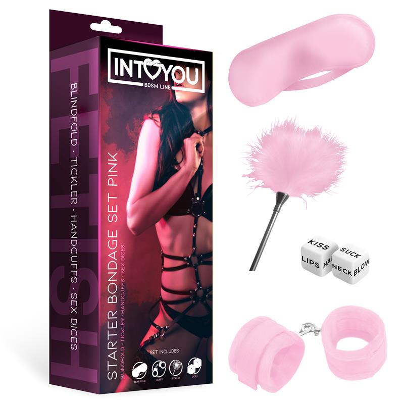 Intoyou Bondage set - Czteroczęściowy zestaw BDSM, różowy ⚫ DARMOWA DOSTAWA od 299zł ⚫ DYSKRETNA PRZESYŁKA 24H Z POLSKI ⚫