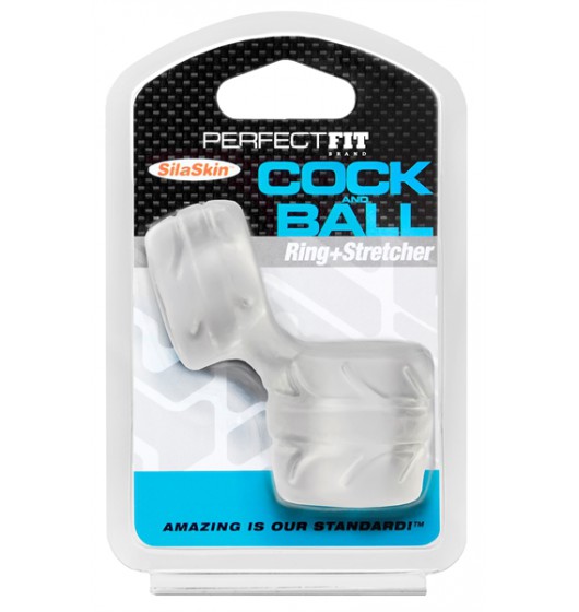 Perfect Fit SilaSkin Cock & Ball - rozciągacz do jąder z pierścieniem, przezroczysty ▶️▶️ DYSKRETNIE ▶️ GWARANCJA ▶️ PRZESYŁKA 24h ▶️