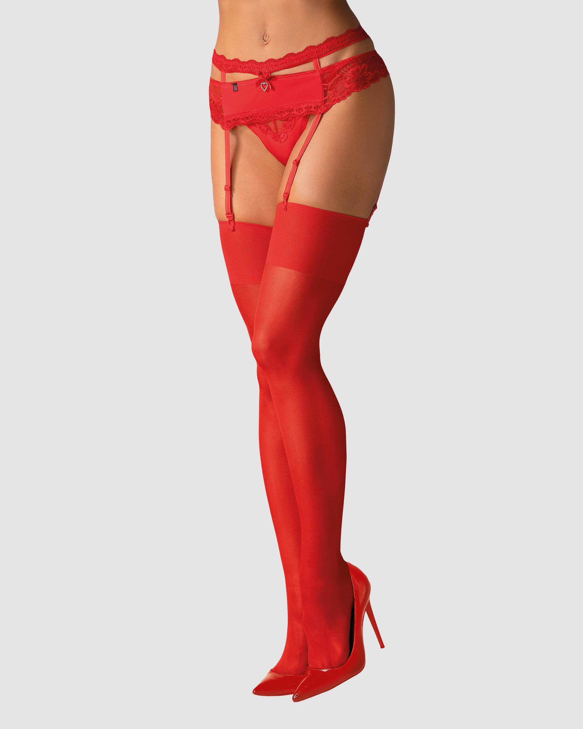 Obsessive S800 pończochy - czerwony Wariant/Rozmiar: L/XL ⚫ DODATKOWE -10% ZNIŻKI Z KODEM: 