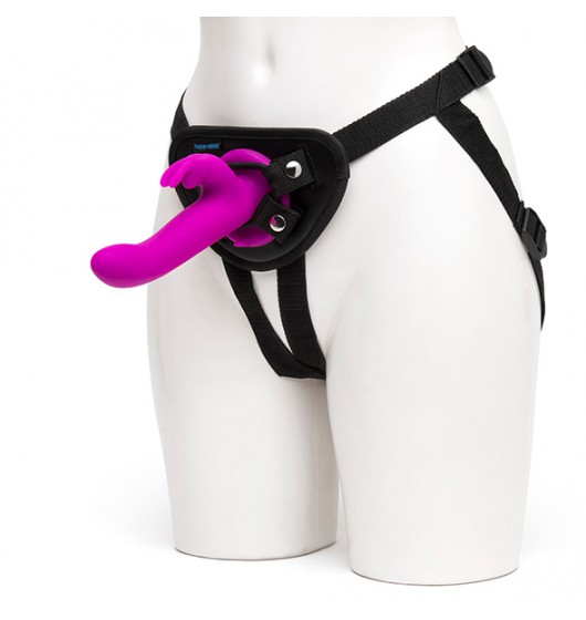 Happy Rabbit Vibrating Strap-On Harness Set uprząż z wibratorem strap on - czarno-różowy