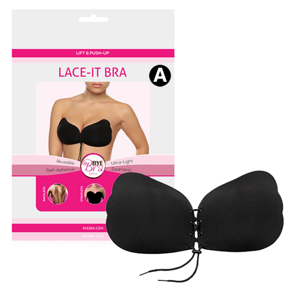 Bye Bra Lace It Bra - Stanik samonośny, Czarny Wariant/Rozmiar: D ▶️▶️ DYSKRETNIE ▶️ GWARANCJA ▶️ PRZESYŁKA 24h ▶️