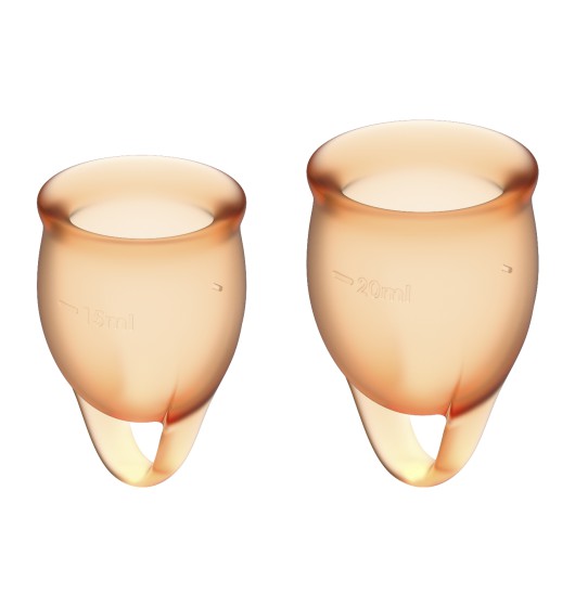 Satisfyer Feel Confident Menstrual Cup Set Orange - Kubeczki menstruacyjne ⚫ DARMOWA DOSTAWA od 299zł ⚫ DYKSRETNA PRZESYŁKA 24H Z POLSKI ⚫