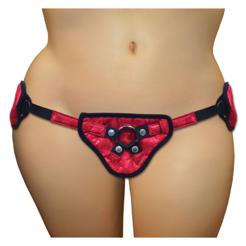 Sportsheets Strap on Plus Size Red Lace & Satin Corsette - Uprząż do strap on, Czerwone ▶️▶️ DYSKRETNIE ▶️ GWARANCJA ▶️ PRZESYŁKA 24h ▶️